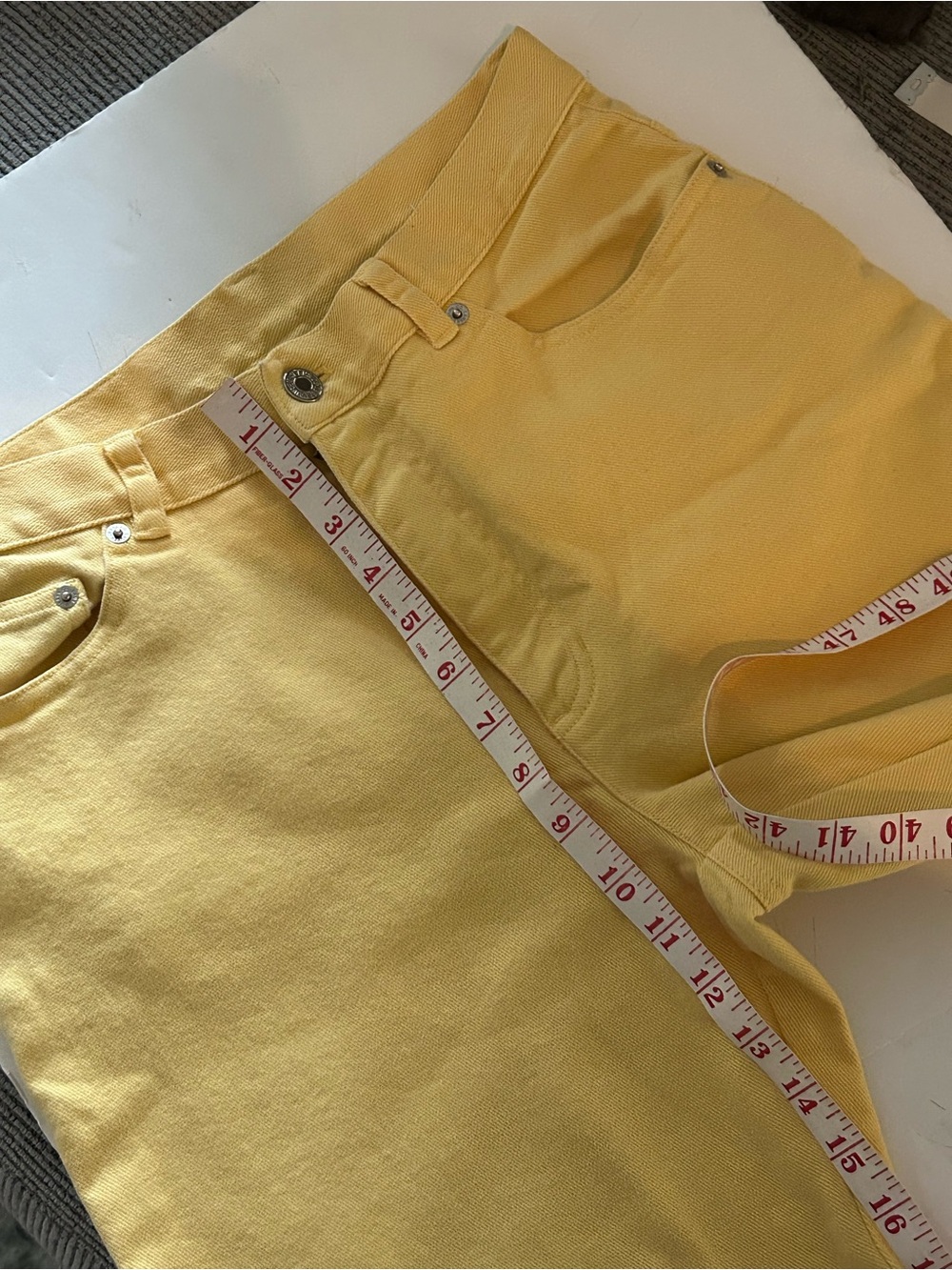 Ralph Lauren jeans co yellow denim jeans size 8 brown logo patch on back - Picture 6 of 7